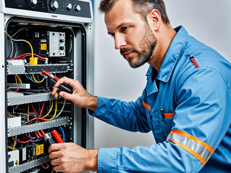 Professional technician repairing appliance