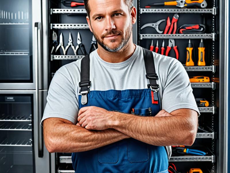 Certified appliance repair technician with tools